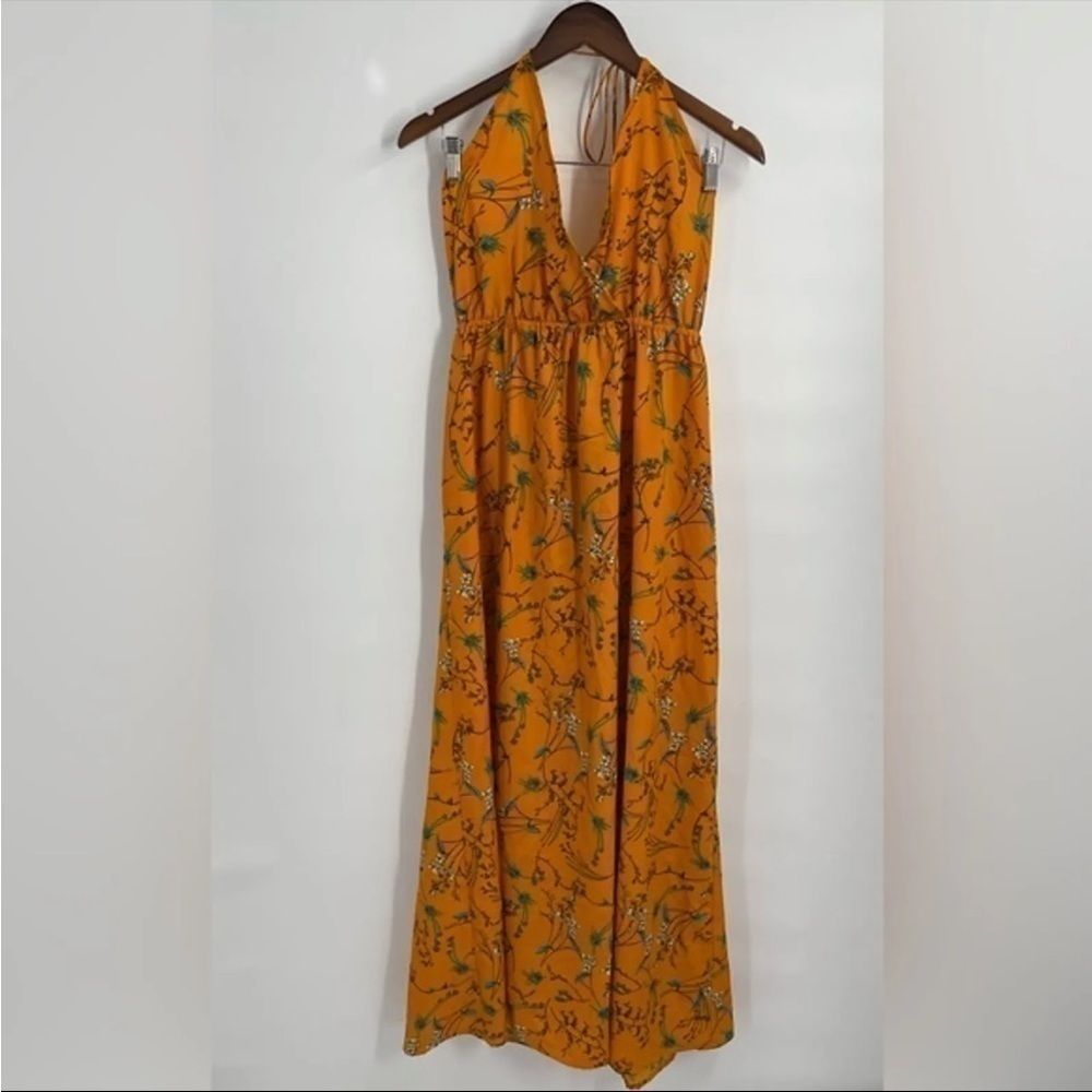 America & Beyond Yellow/ light orange floral maxi dress size‎ Large NWT